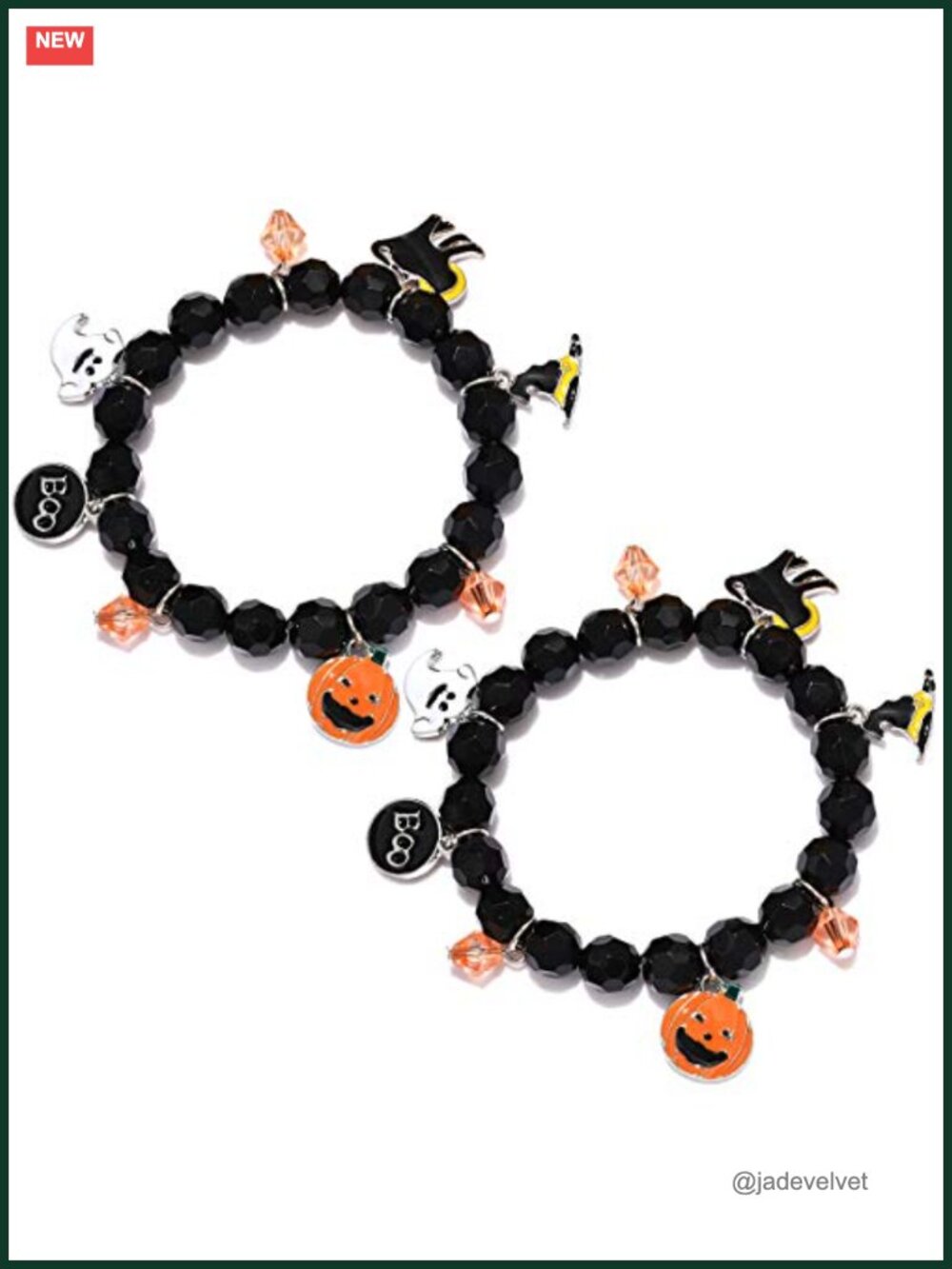 Halloween Charm Bracelet Set Stretch Beaded Pumpkin Ghost BOO Costume Party